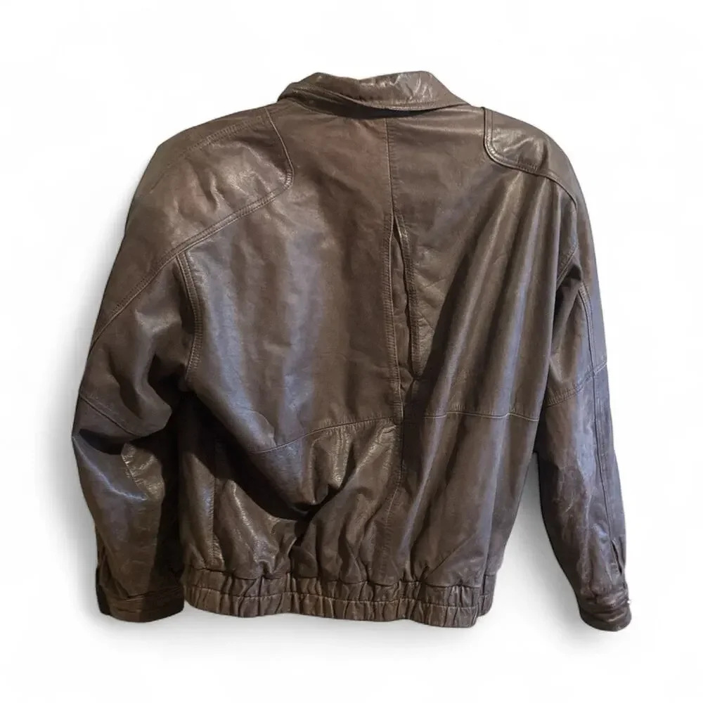 Classic Men's Brown Leather Jacket - Brand Unspecified